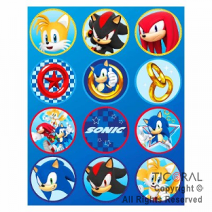 SONIC -(CO)- STICKERS AUTOADHESIVOS X 24 UNIDADES